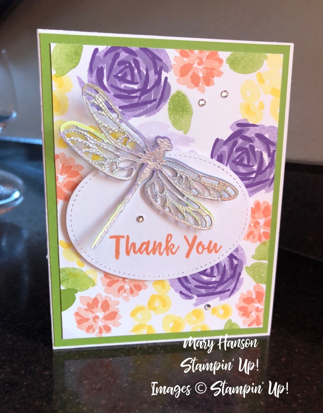 Abstract Impressions - Detailed Dragonfly - Silver Embossing Powder - Mary Hanson - Up North Stampin'